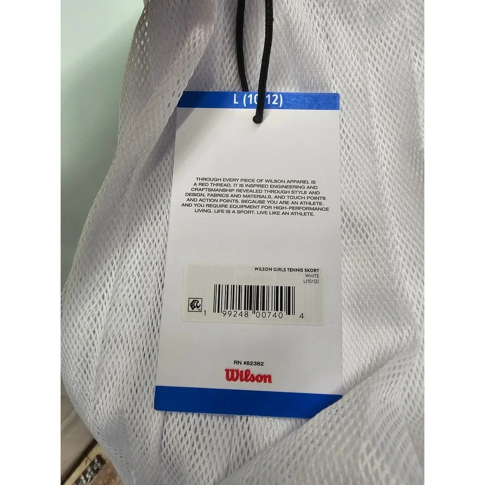 Wilson Girls Pleated Skort White Polyester Blend Athletic Size Large 10/12